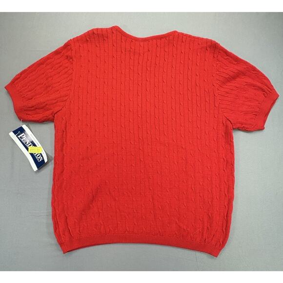 Pendleton Red Cable Knit Short Sleeve Sweater 100% Cotton Size XL NWT - Picture 2 of 7